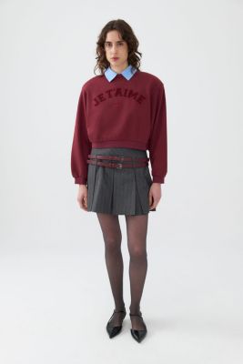 Women's Double Belted Pleated Mini Skirt