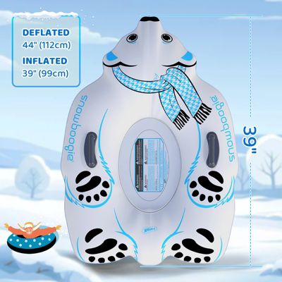 Winter Single Rider Snow Tube, 44" Inflatable Animal Sled, Outdoor Snow Toys with Two Handle