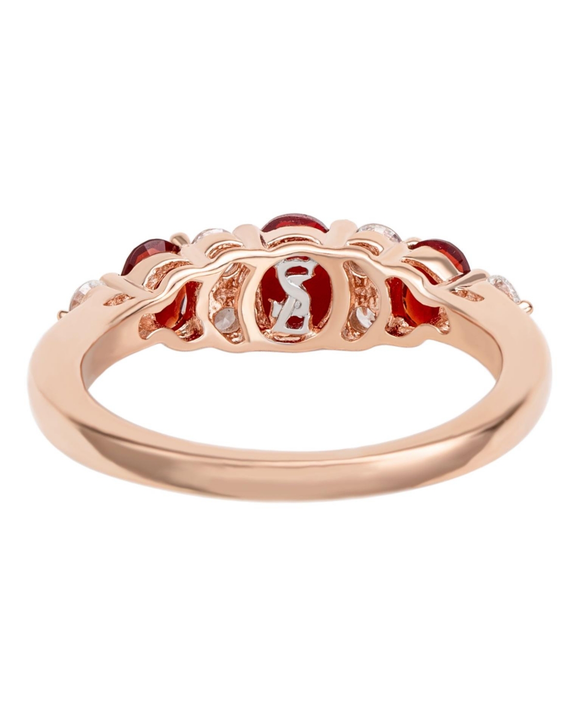 Suzy Levian New York Suzy Levian Rose Sterling SilverWhite Cubic Zirconia Graduating Ring - Red