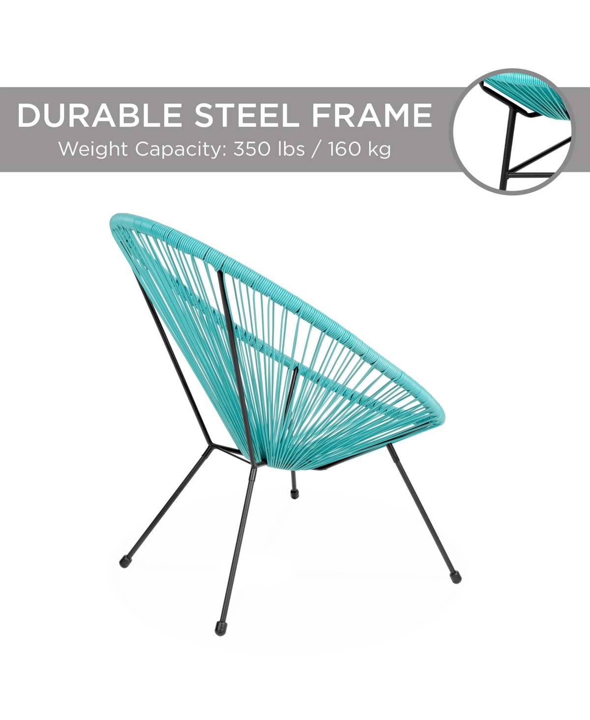 Best Choice Products 3-Piece All-Weather Patio Acapulco Bistro Furniture Set w/ Rope, Glass Top Table