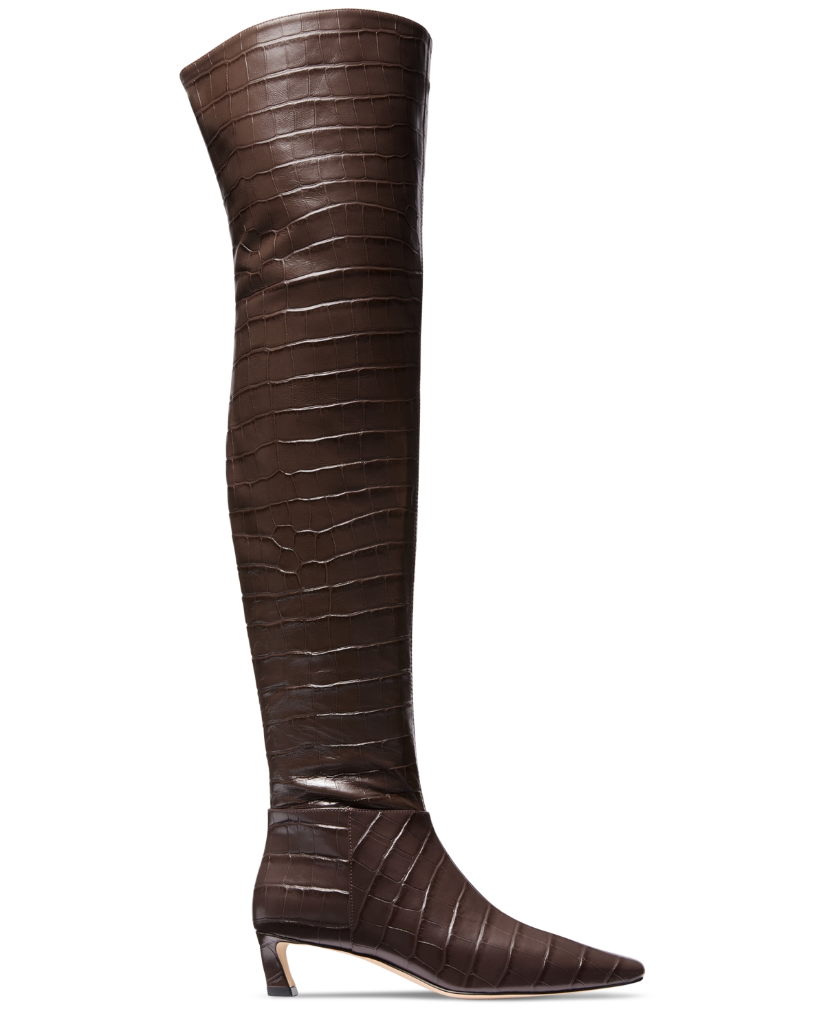 Michael Kors Cosmo Crocodile Embossed Leather Boot In Chocolate