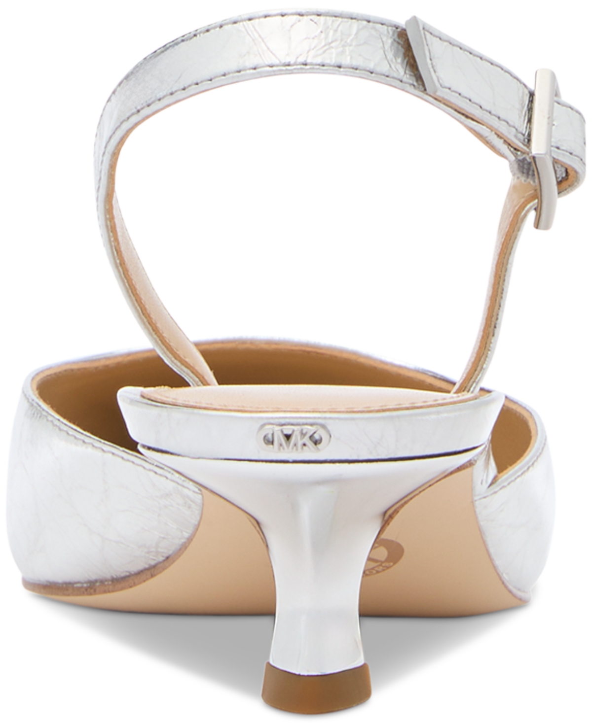 Michael Kors Women's Luna Slingback Kitten Heel Pumps In Silver