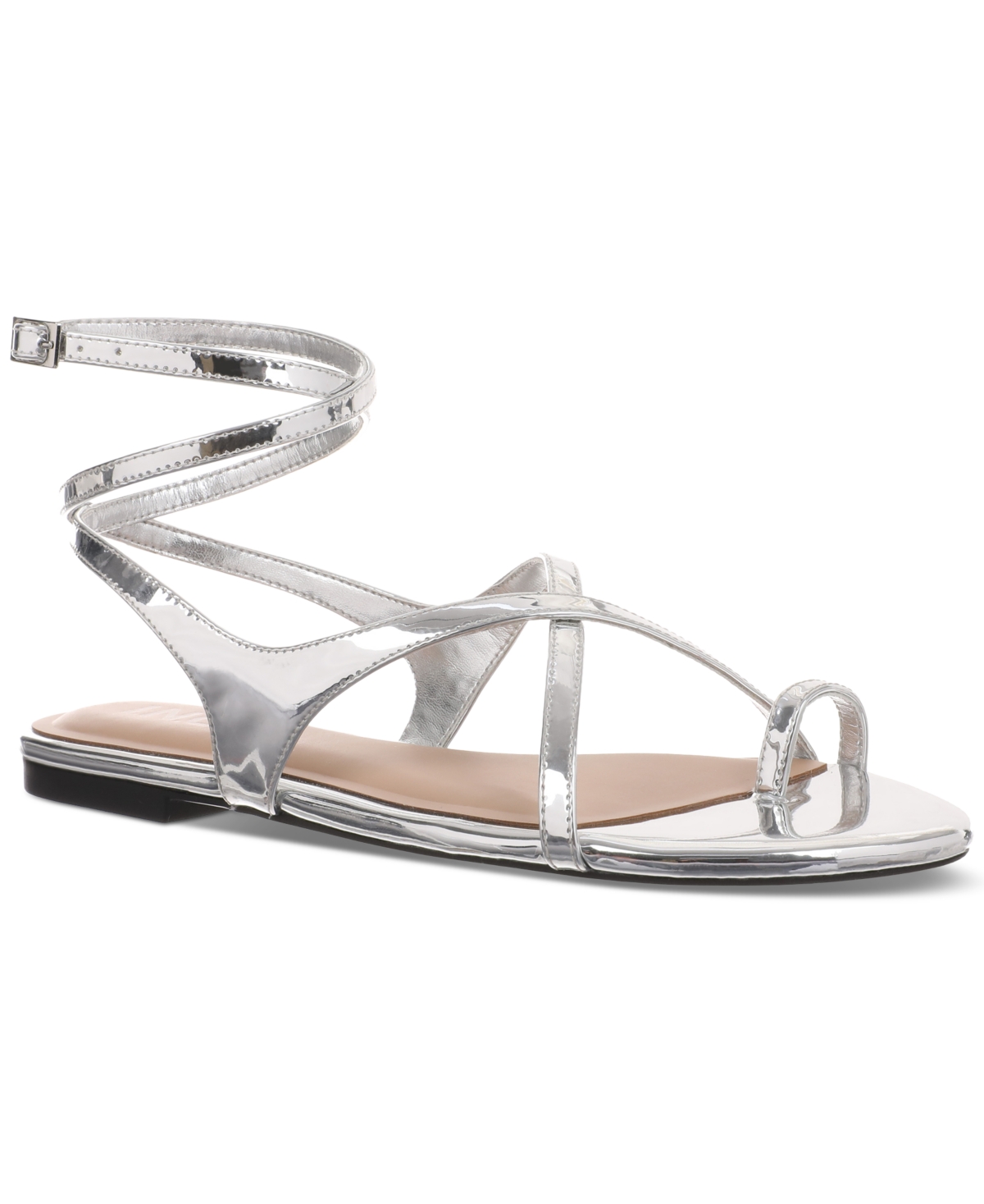 Inc International Concepts Women's Alexandree Strappy Flat Sandals, Created For Macy's In Silver Tpu