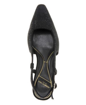 Women's Martha Crystals Kitten Heel Sling Back Pumps