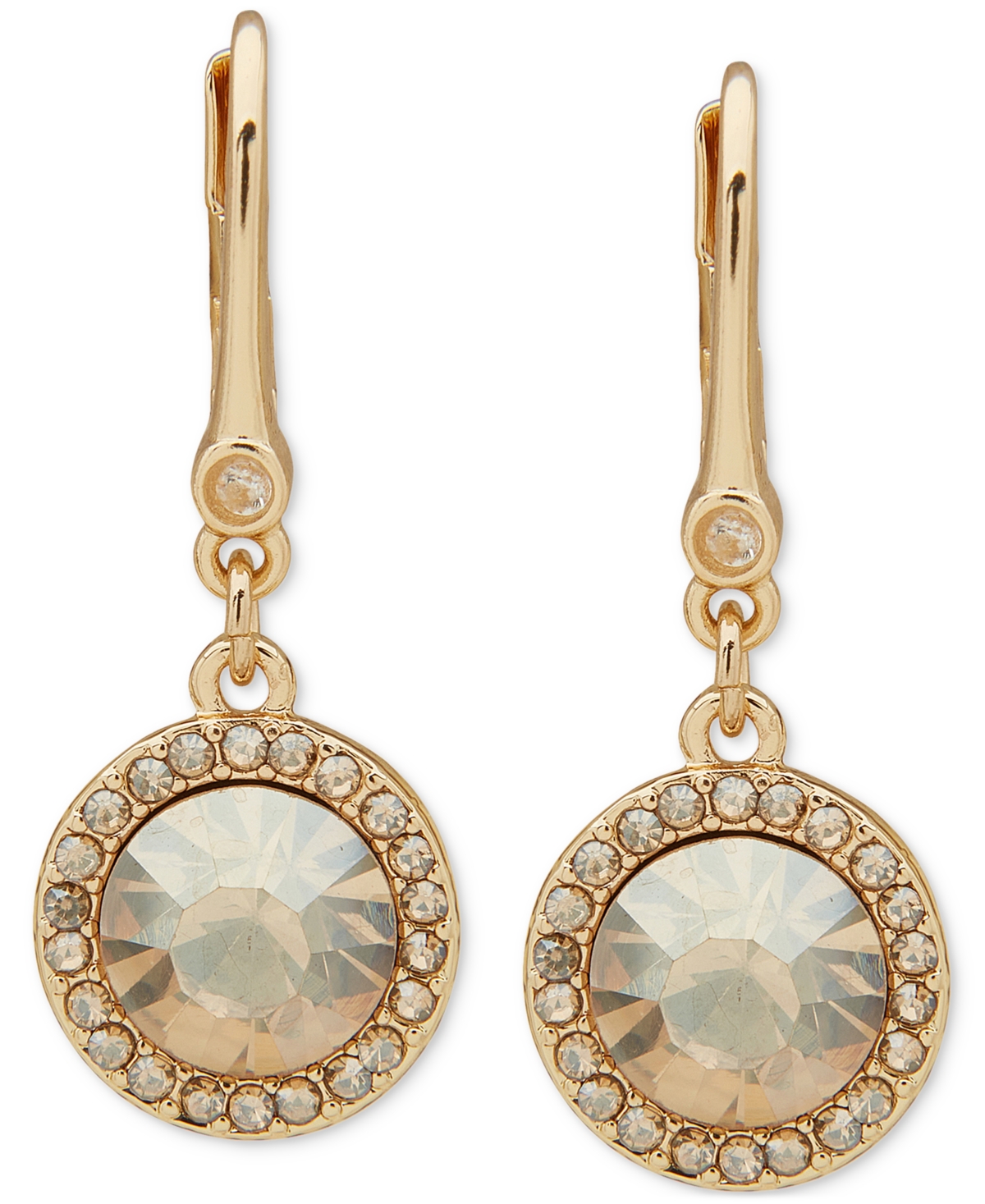 DknyTone Pave & Color Stone Halo Drop Earrings - Gold
