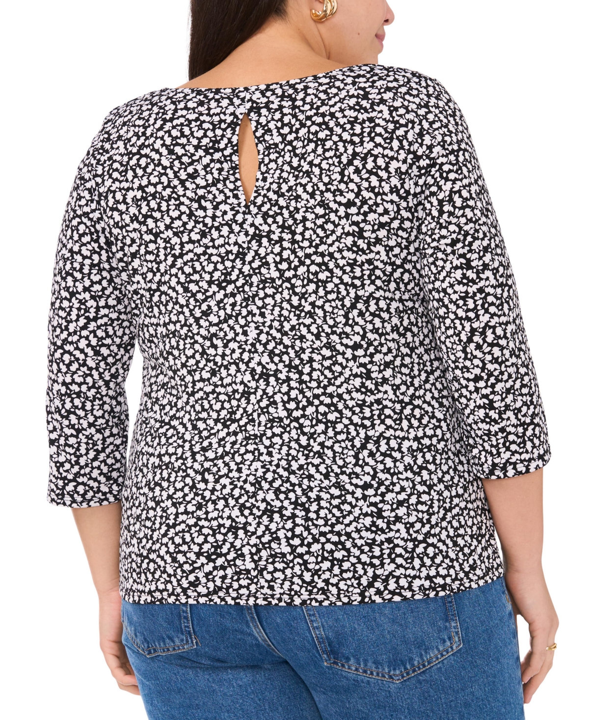 VINCE CAMUTO PLUS SIZE 3/4-SLEEVE V-NECK TOP 