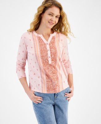 Style Co Womens Cotton Thermal Top Wine Size Petite S main image 1