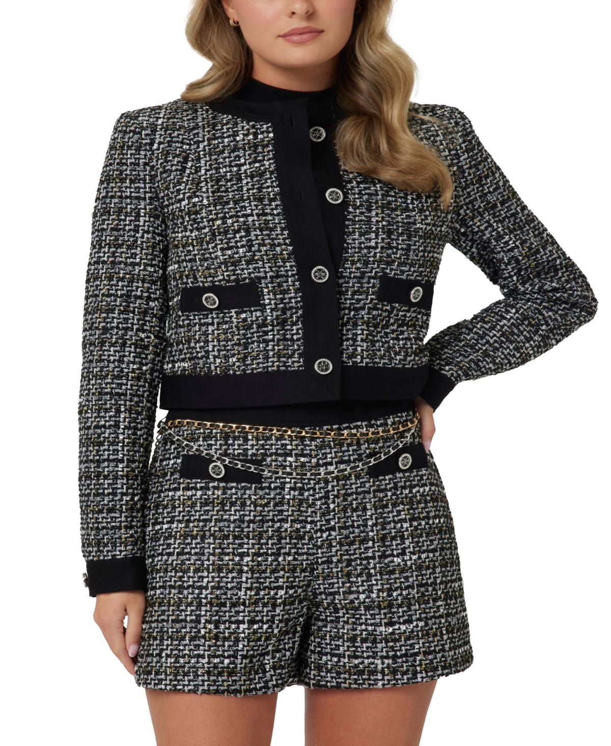 Women's Yvonne Tweed Jacket - Black And White Boucle