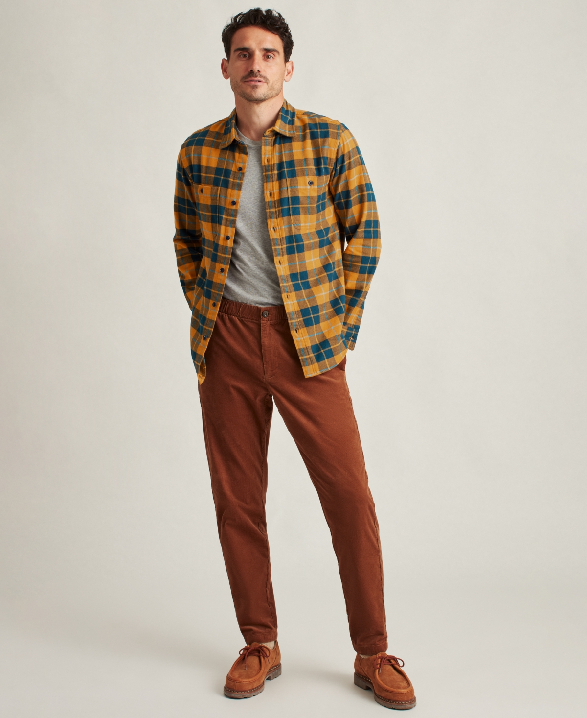 Bonobos Men's Long Sleeve Button-down Plaid Shirt In Yellow