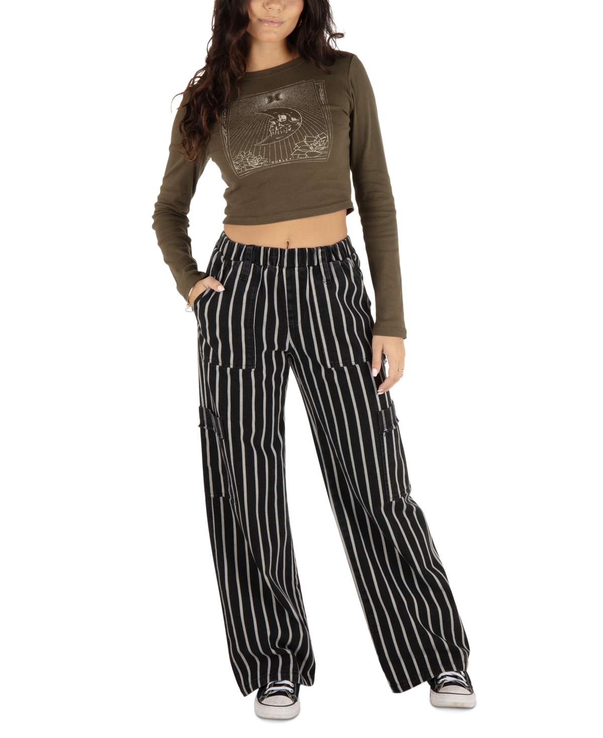 HURLEY JUNIORS' SLOAN STRIPED PULL-ON PANTS 