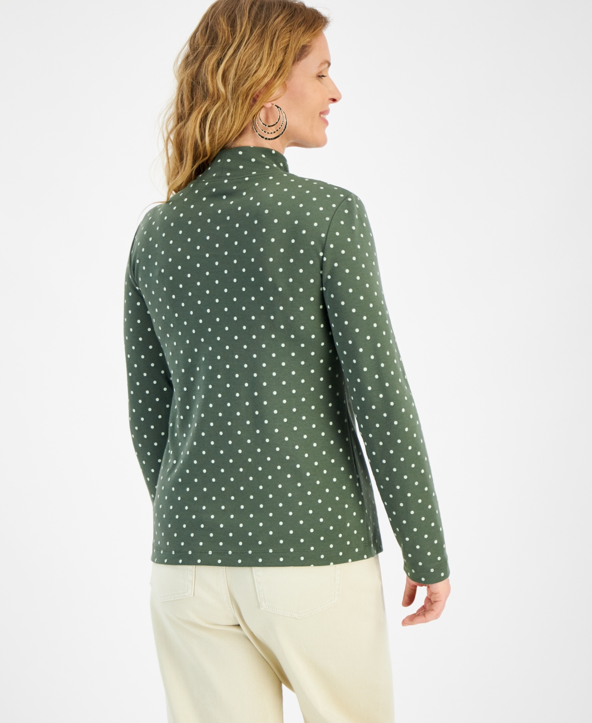 Style & Co Women's Print Mock-Neck Long-Sleeve T-Shirt, Created for Macy's