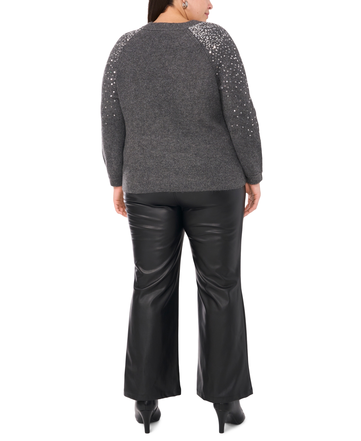 VINCE CAMUTO PLUS SIZE SEQUIN RAGLAN-SLEEVE CREWNECK SWEATER 