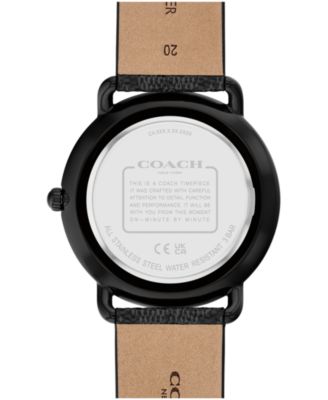 Men's Elliot Signature Charcoal Leather Strap Watch 41mm