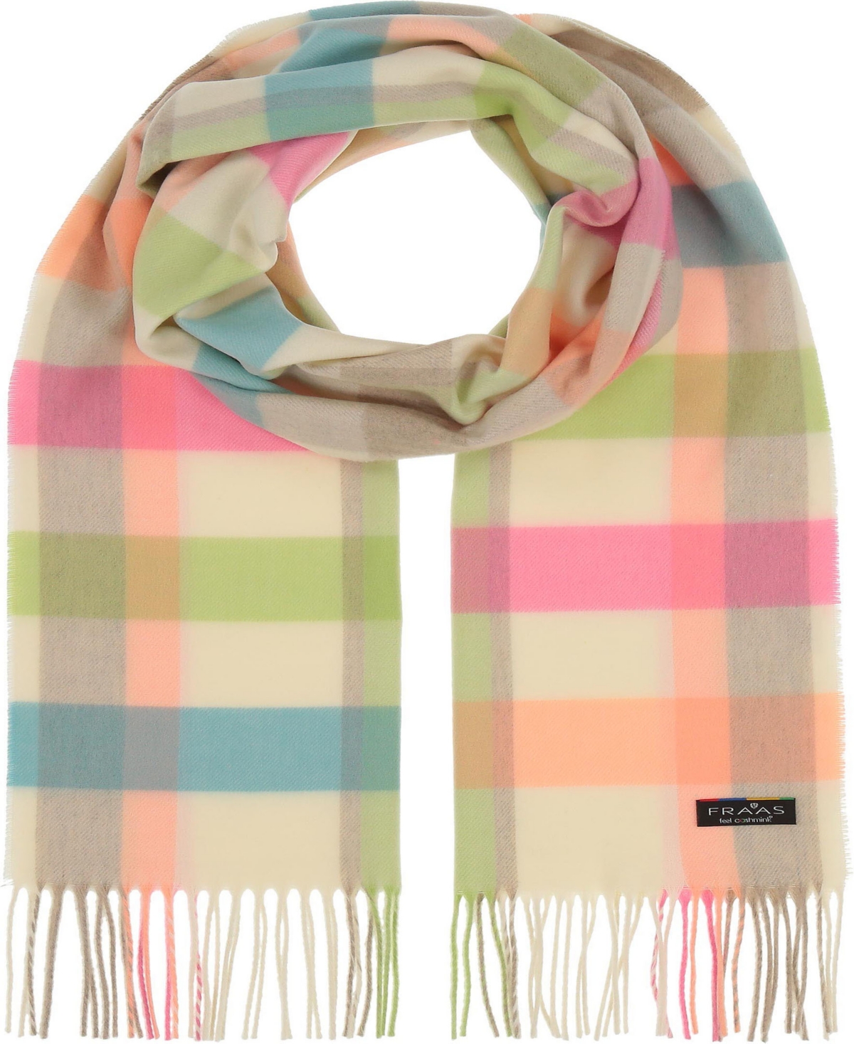 Fraas Color Block Cash Mink Scarf In Marshmallow