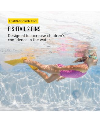 Girls Fishtail 2 Fins, Yellow, US Junior 6-11
