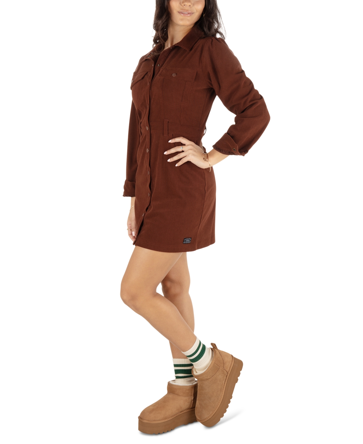 HURLEY JUNIORS' HOLLAND LONG-SLEEVE MINI DRESS 