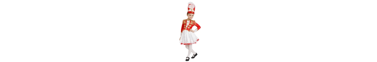 Dress Up America Drum Majorette Dress Costume Set - Kids Girls -/ White