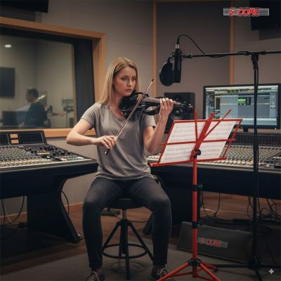 Music Stand Adjustable Desktop Book Stands Portable Sheet Holder All Metal Foldable Bookstand - MUS FLD RED