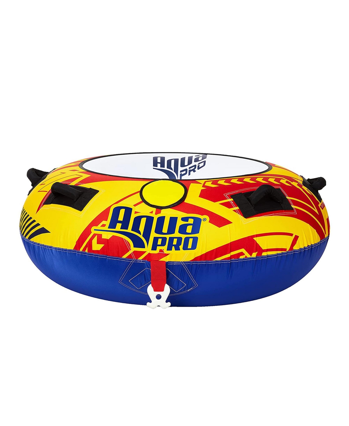 AquaPro 50 In Heavy Duty Nylon Deck Style Towable 1 Person Rider, Yellow and Red