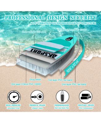 10'6" Inflatable SUP All Around Stand Up Paddle Board Kit, Mint Green