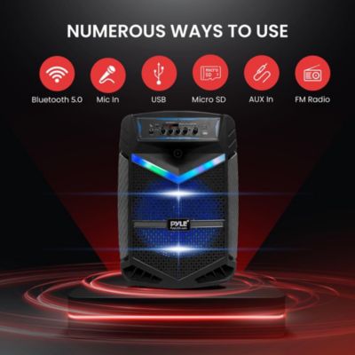 Portable Bluetooth PA Speaker System - 800W Rechargeable Outdoor Bluetooth Speaker Portable PA System w/ 12” Subwoofer 1” Tweeter, Recording Function, Mic In Party Lights USB/SD Radio- PPHP1242B