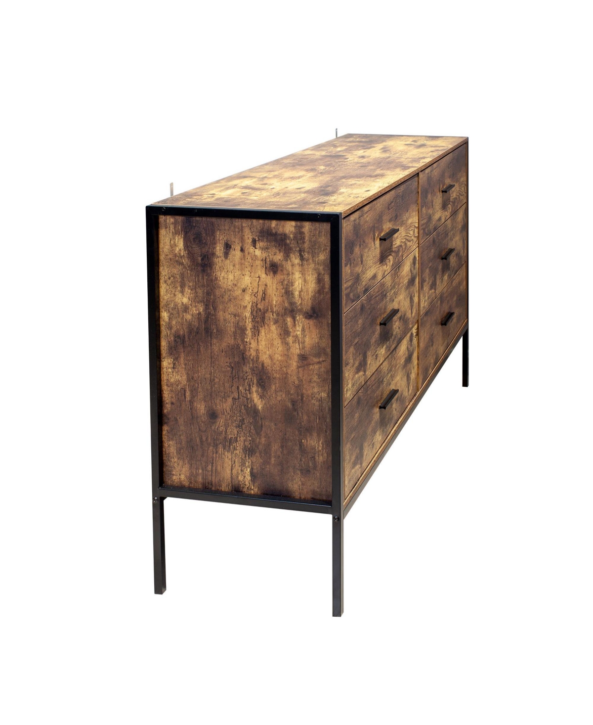 Slickblue Industrial Style 6-Drawer Double Dresser – Rugged and Modern Storage - Brown