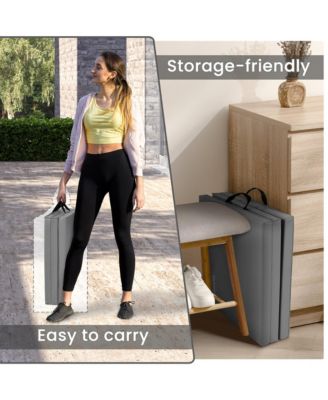 GoGym 6x2ft Folding 3 Panel Exercise Mat with Handles, Black