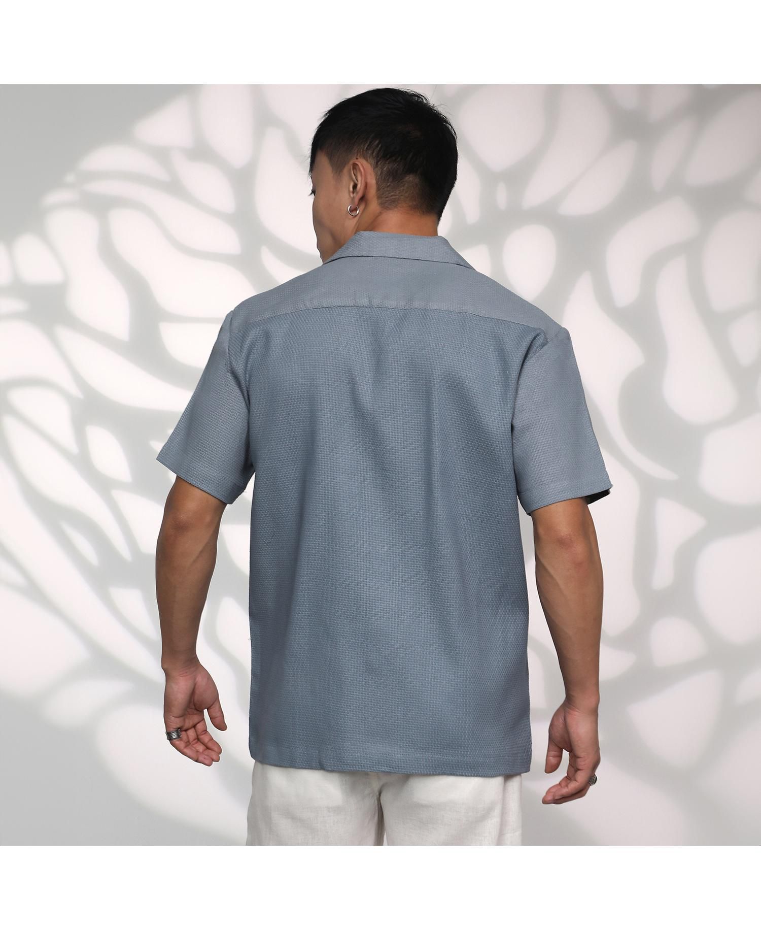 Men's Cloud Grey Solid Resort Shirt