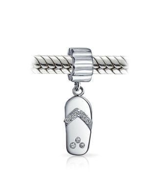 Tropical Vacation Flip Flop Sandal Charm Bead .925 Sterling Silver