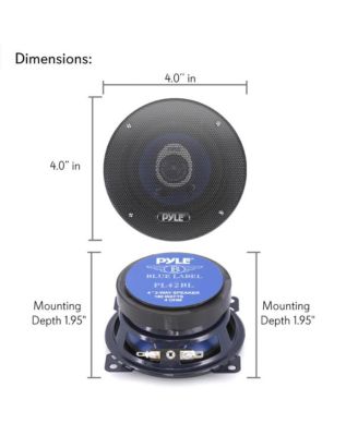 4" Two-Way Car Speakers, 180 Watt, Blue