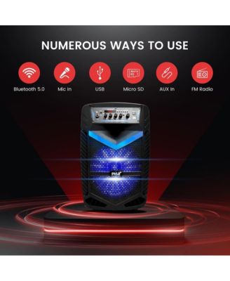 10” Bluetooth Portable PA Speaker With Rechargeable Battery, Party Lights & Microphone, 600 Watt