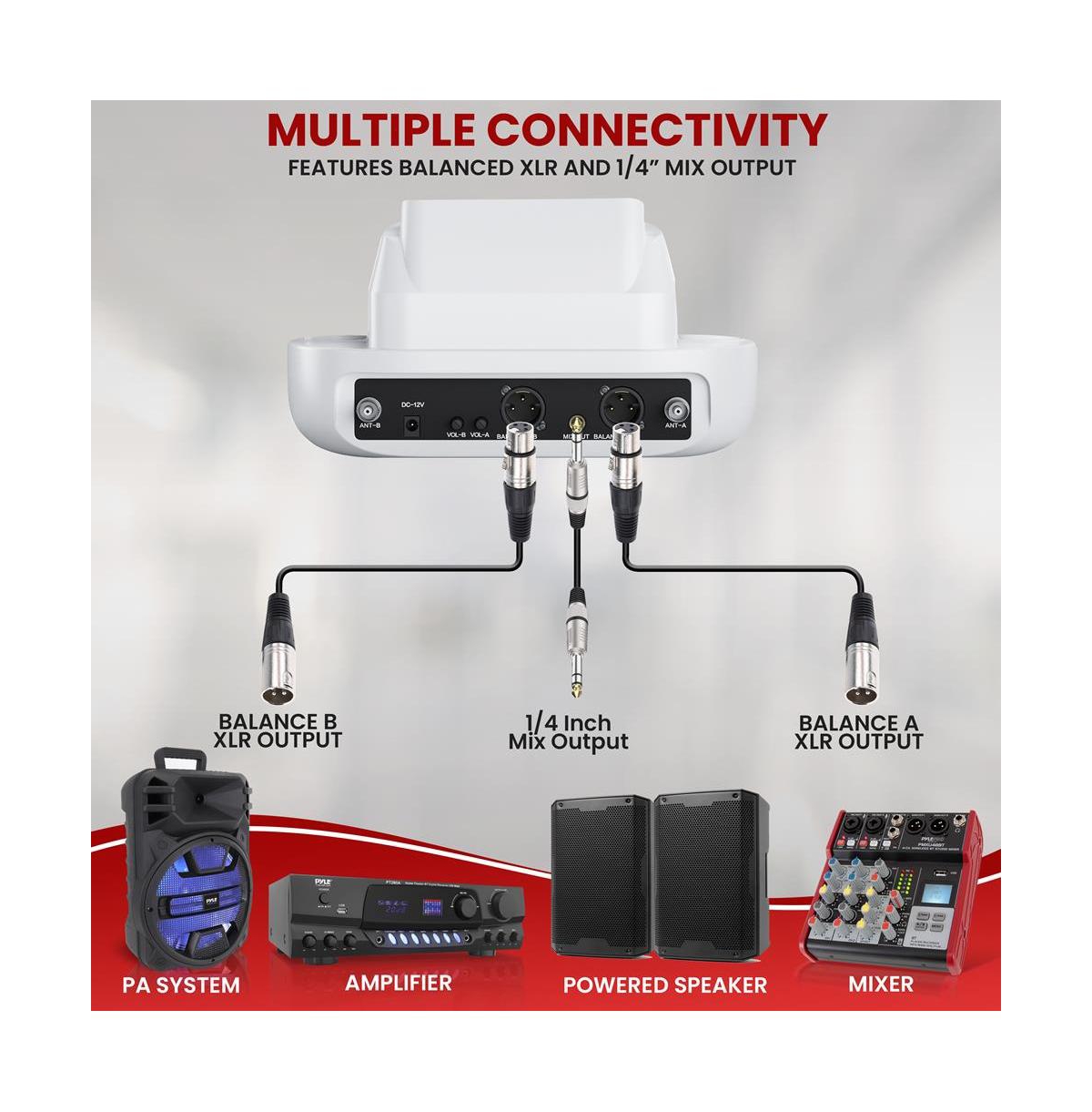 Pyle Uhf Wireless Microphone System, 2 Usb Rechargeable Handheld Mics, Fixed Frequency