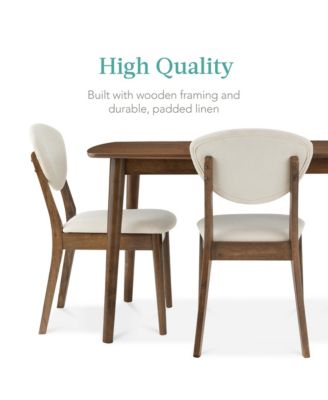 5-Piece Compact Wooden Mid-Century Modern Dining Set w/ 4 Chairs, Padded Seat & Back