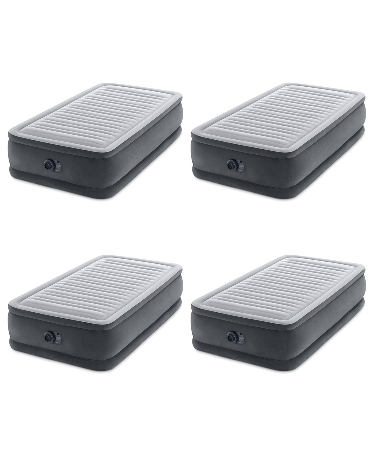 Dura Beam Comfort Plus Airbed Mattress w/ Built-In Pump, Twin Size, 4 Pack - Gray