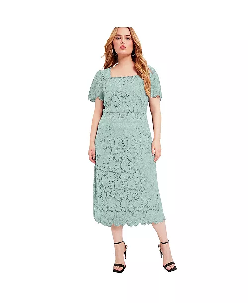 women's june + vie square-neck lace jessica dress