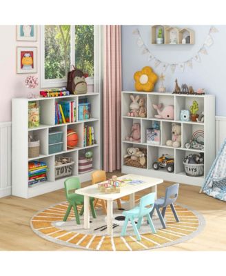 10-Cube Wooden Bookcase Toy Storage Organizer for Kids Room