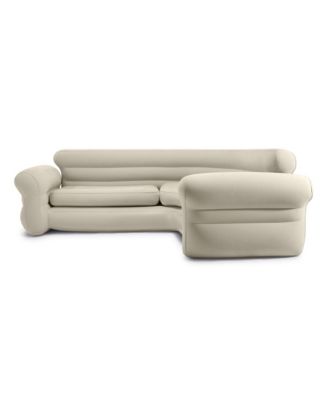 Inflatable Corner Living Room Air Mattress Sectional Sofa Couch, Beige