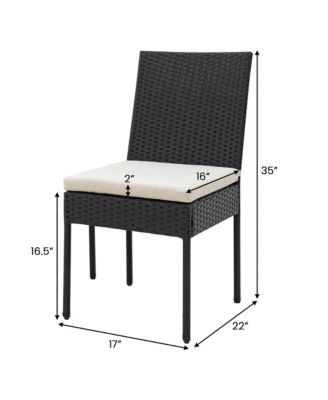 PE Wicker Patio Chairs Set of 4 Outdoor Dining Chairs w/ Cushions Off White