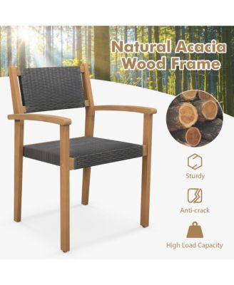 Stackable Dining Chair Set of 4 w/ Breathable Backrest Adjustable Foot Pads