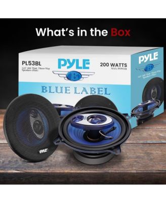 5.25" Three-Way Car Speakers, 200 Watt, Blue