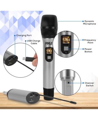 UHF Wireless Microphone Adapter System, Pro Audio Wireless Mic Transmitter with Selectable Frequency