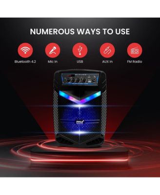 400W Rechargeable Bluetooth PA Speaker System with Subwoofer, Tweeter, Recording, Mic In, Party Lights, USB/SD, Radio