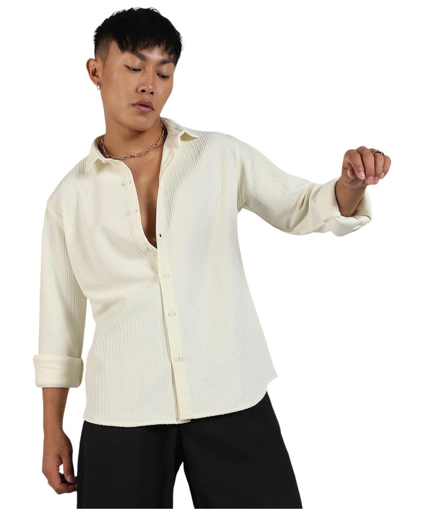 Мужская рубашка Cahoot Campus Sutra Pale Yellow Stripe-Creased, цвет: Жёлтый — фото 1