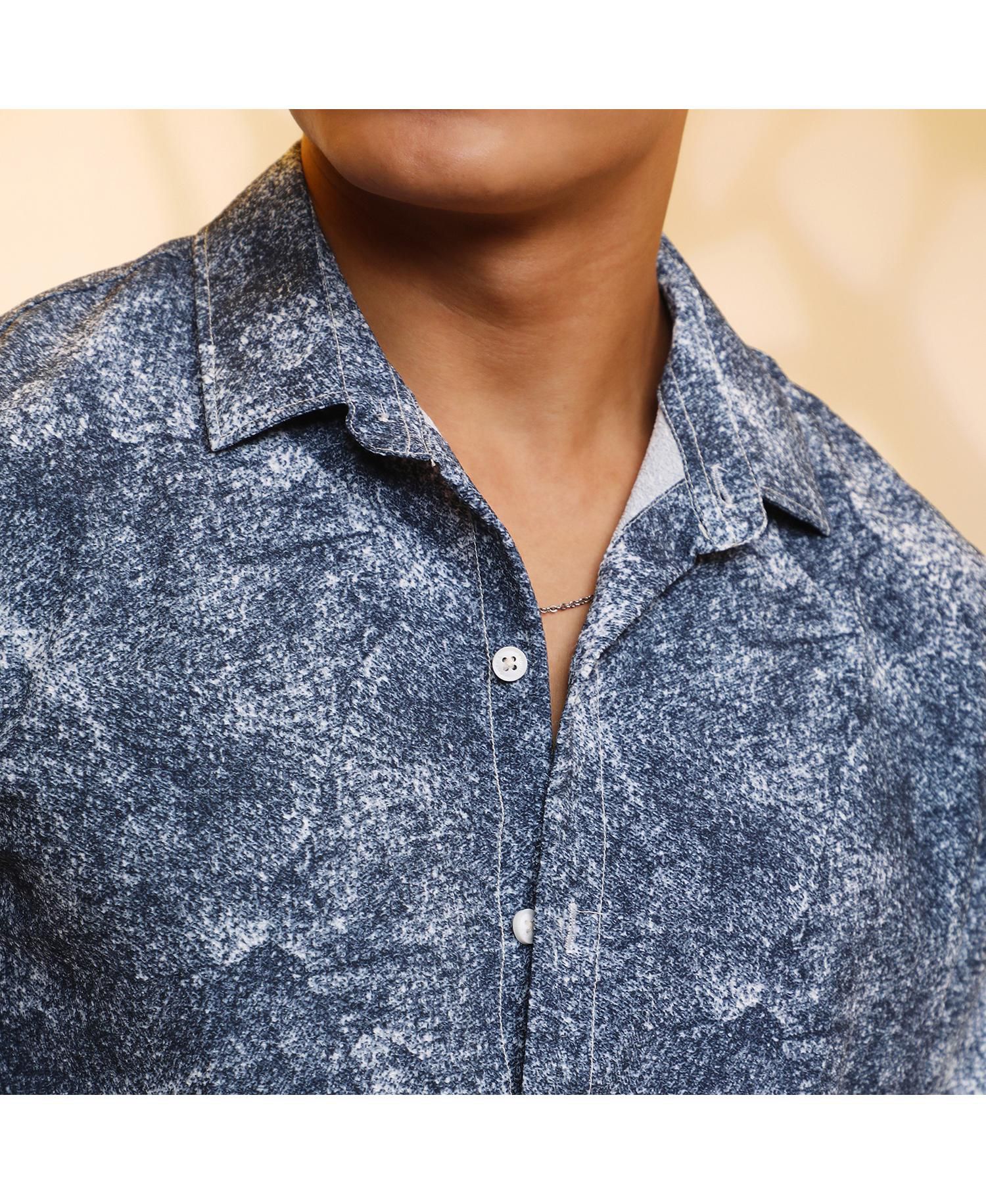 Men's Navy Blue Contrast Hazy Shirt