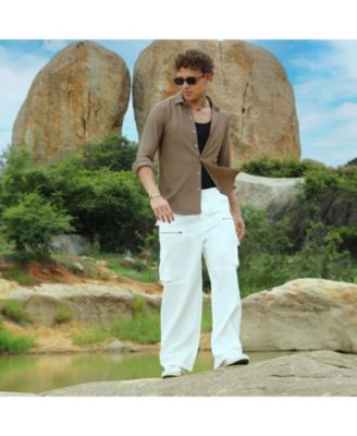 Men's Mocha Brown Hive-Textured Shirt