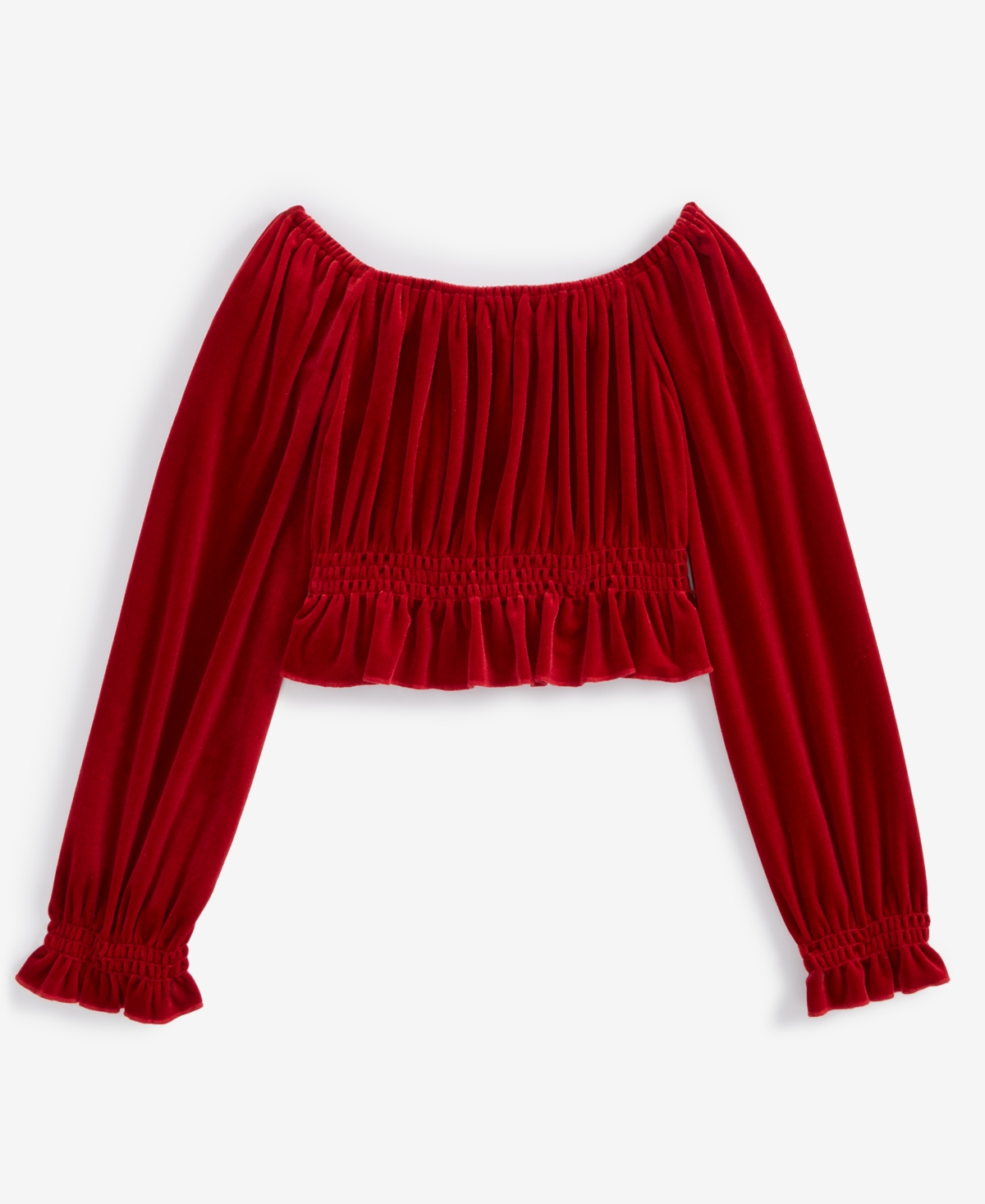 With Jules Big Girls Long-Sleeve Velvet Smocked Top