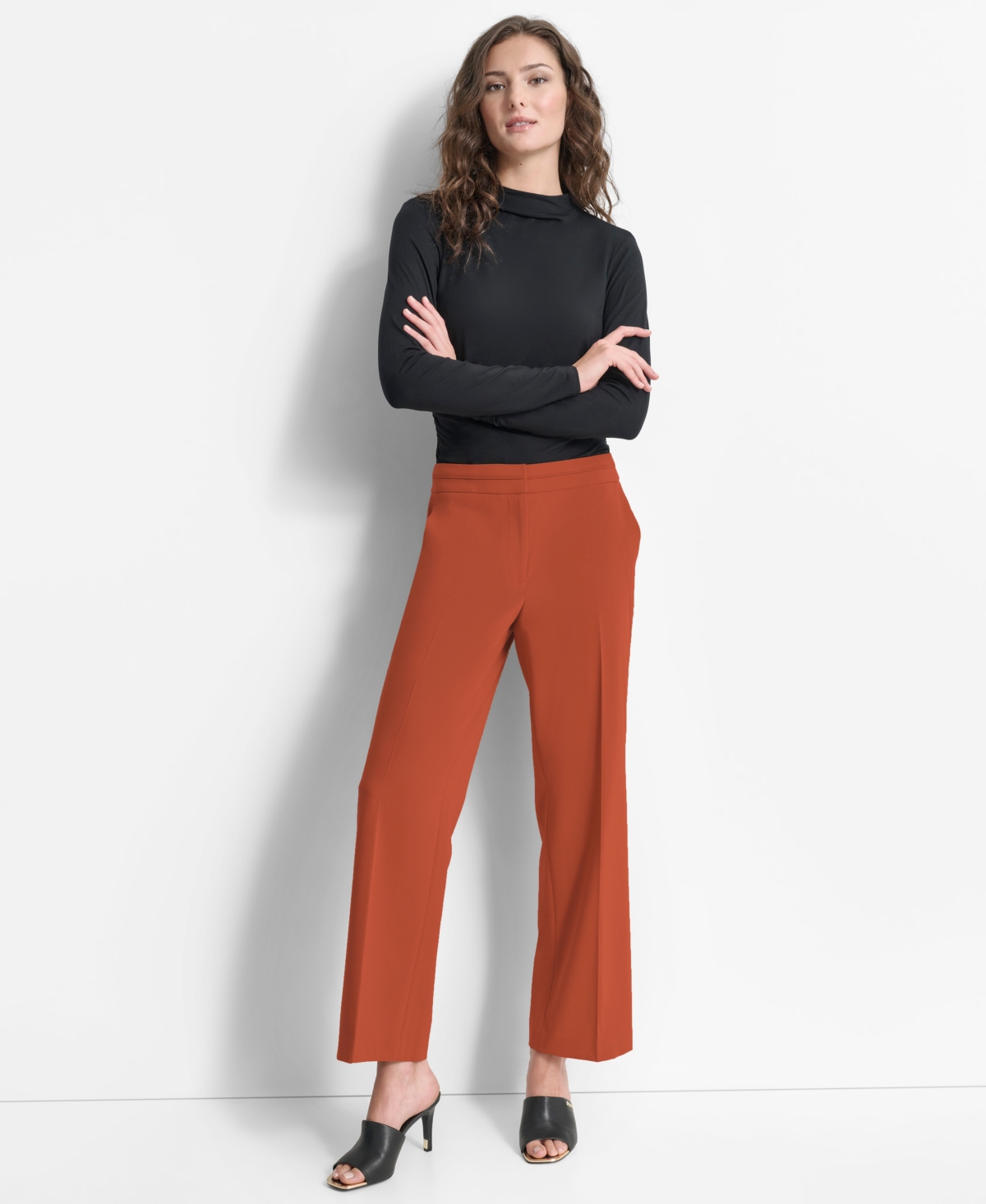 Dkny Women's Mid-Rise Wide-Leg Pleat-Front Pants