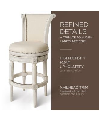 Pullman Bar Stool, White Oak Finish w/ Natural Color Fabric Upholstery