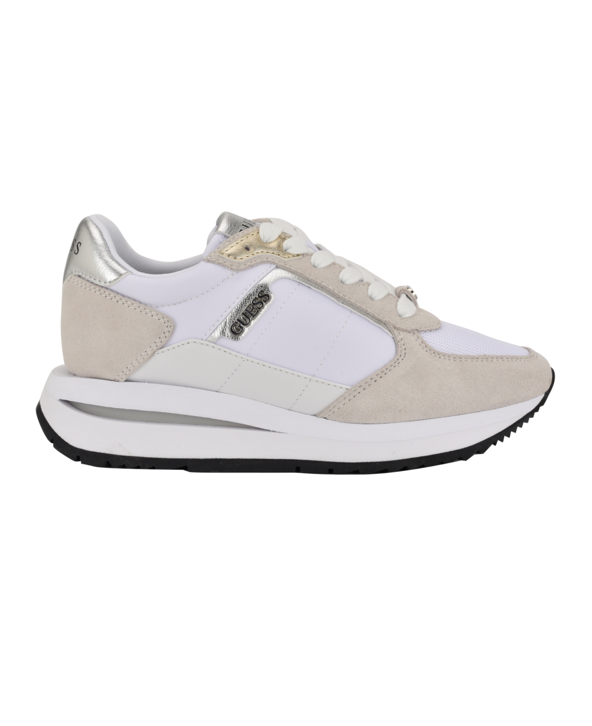 Guess Women's Energy Round Toe Retro Jogger Sneakers In White,grey