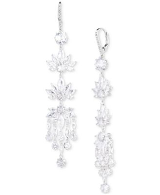 Silver-Tone Cubic Zirconia Chandelier Earrings